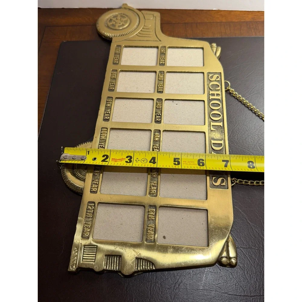 Vintage 1988 Penco Solid Brass School Days School Bus 12 Photo Frame